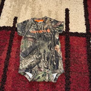 Carhartt Infant Camo Onesie with Orange Trim